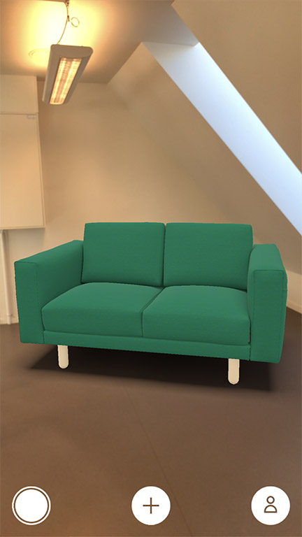 Sofa fra IKEA i en app